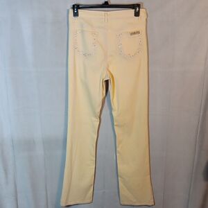 DG2 By Diane Gilman Yellow Embellished Stretch Denim Jeans